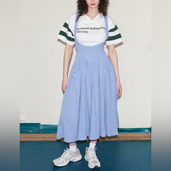 Fashion Brand Company Cindy Linen Pinafore Dress. Handmade USA. - Picture 3 of 4